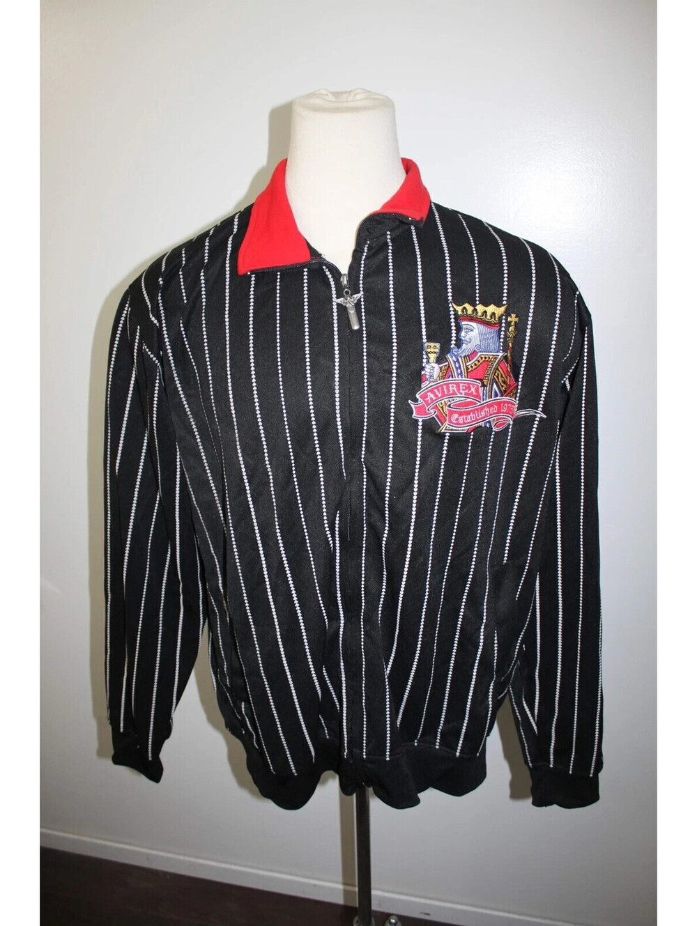 Men's AVIREX King Deck Card Striped Jacket Size XXL NWT Y2K